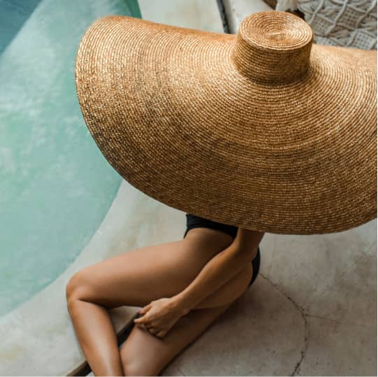 Woman Wearing Large Sunhat